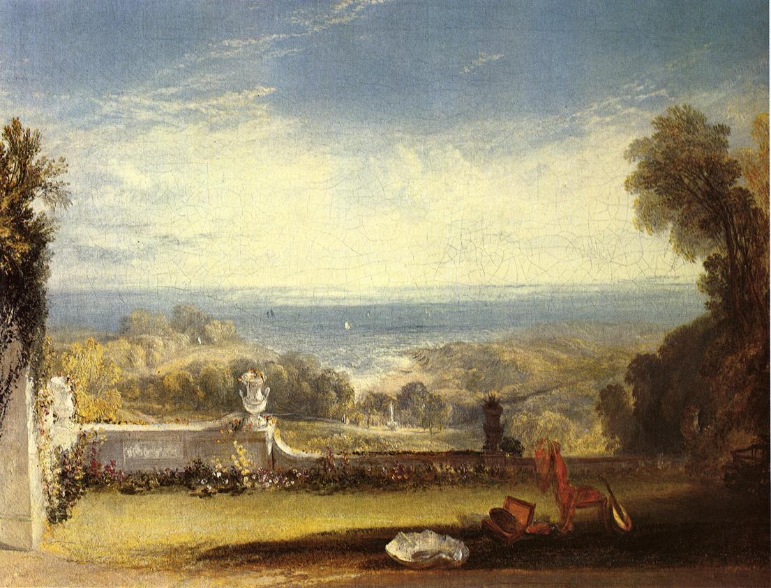 Joseph Mallord William Turner View from the Terrace of a Villa at Niton, Isle of Wight from sketches by a lady
